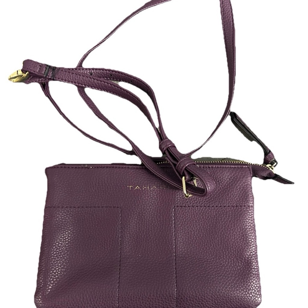 Tahari Plum Leather Crossbody Bag